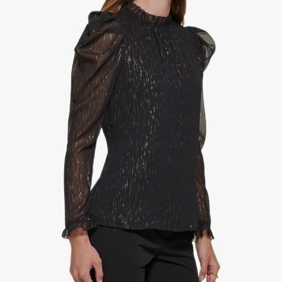 DKNY Long Sleeve Ruffle Neck Blouse - Picture 7 of 7